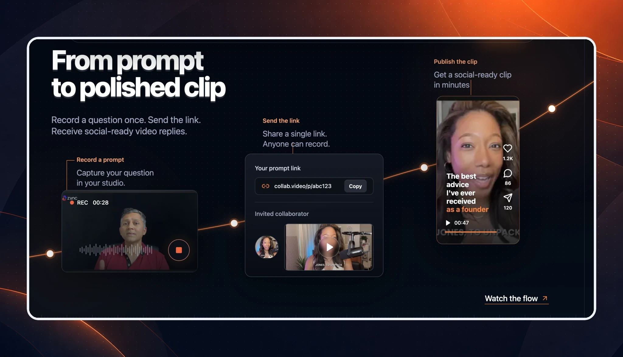 Collab Video workflow from a recorded prompt to a polished clip